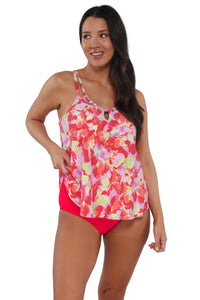 Active pose #2 of Nicki wearing Sunsets Escape Butterfly Beach Sadie Tankini Top