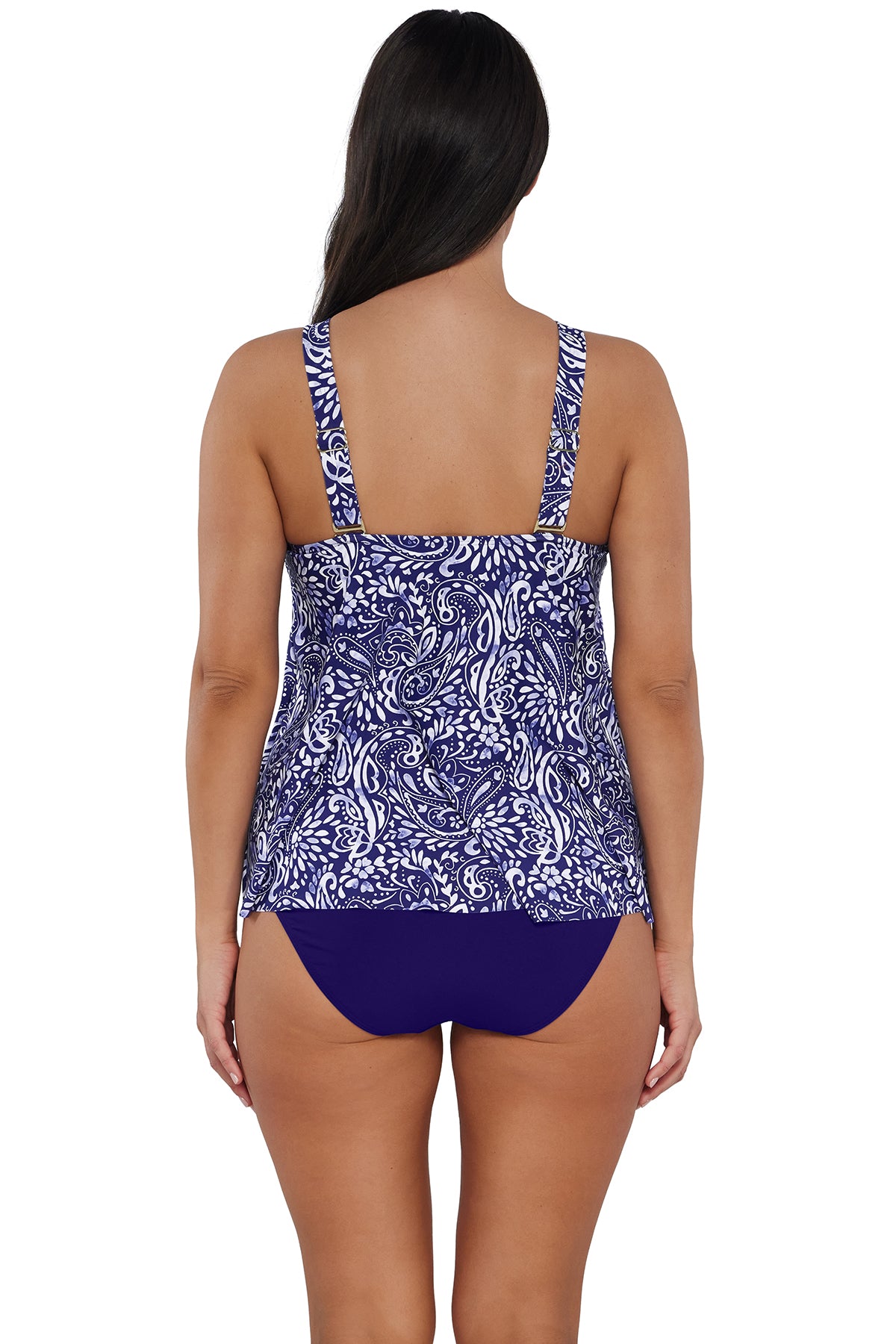 Back pose #1 of Nicki wearing Sunsets Escape Marina Sadie Tankini Top