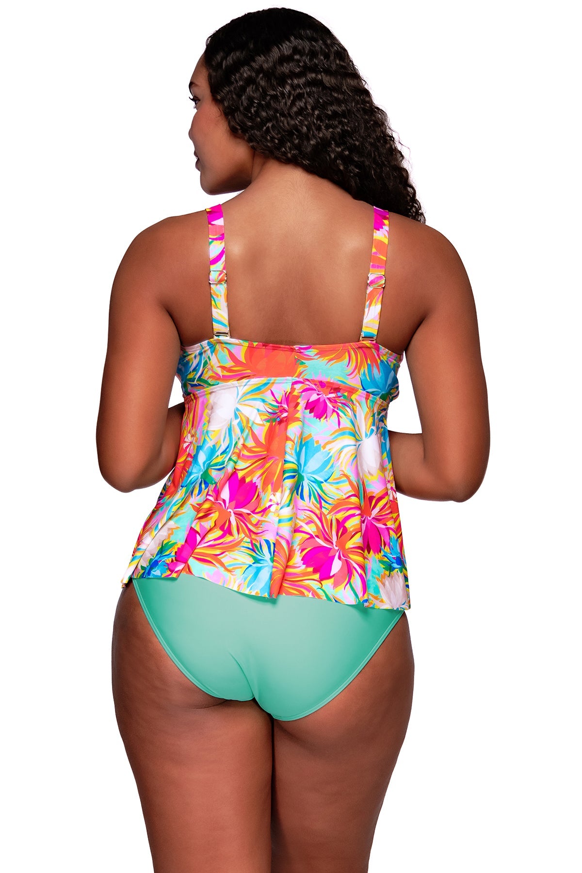 Back view of Sunsets Escape Lotus Marin Tankini Top