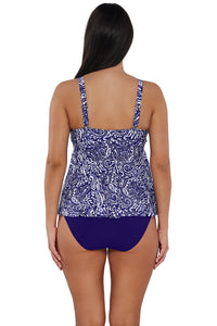 Back pose #1 of Nicki wearing Sunsets Escape Marina Marin Tankini Top