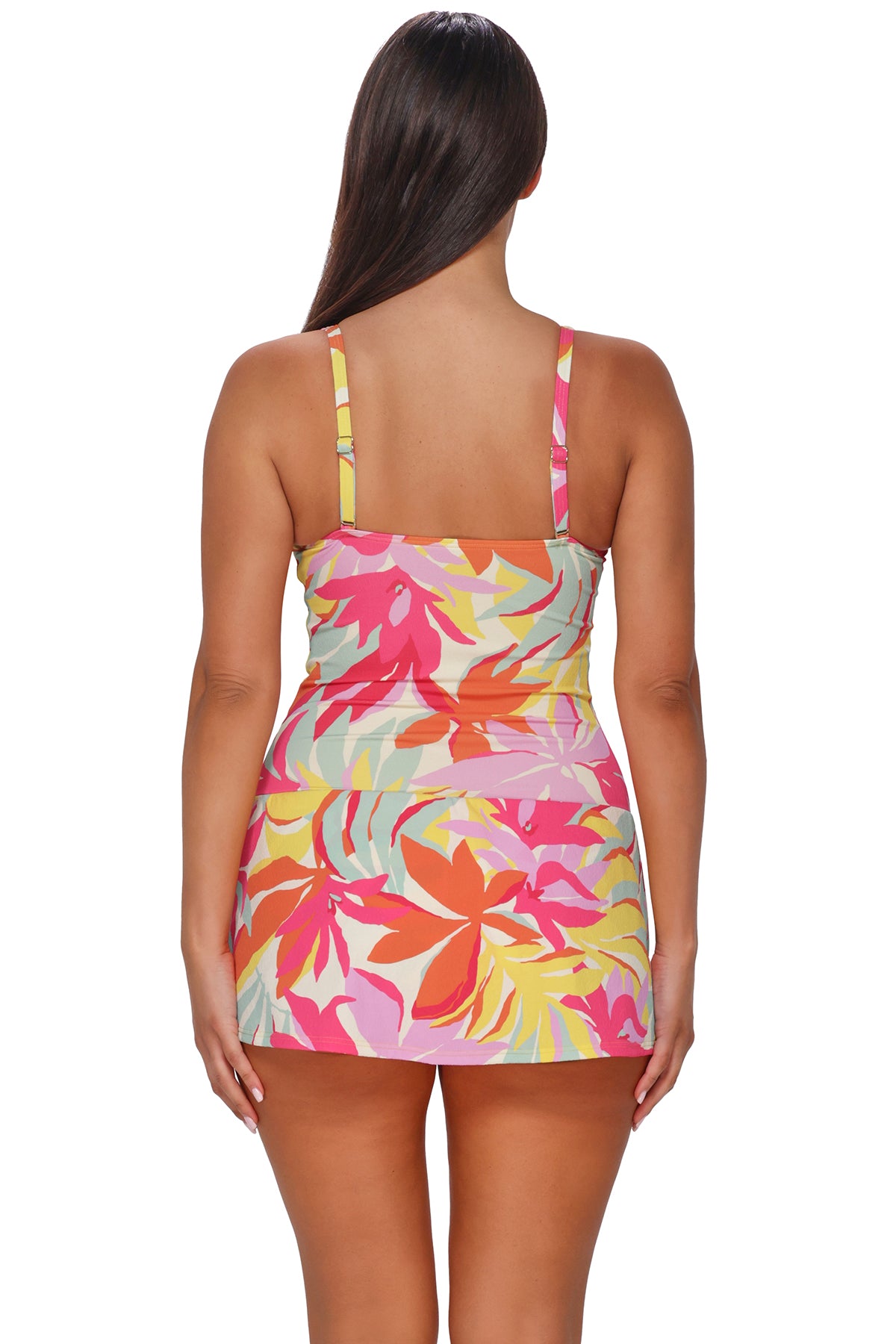 Sunsets Escape Tropicolor Crepe Sienna Swim Dress