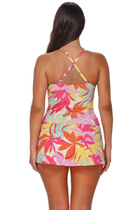Sunsets Escape Tropicolor Crepe Sienna Swim Dress