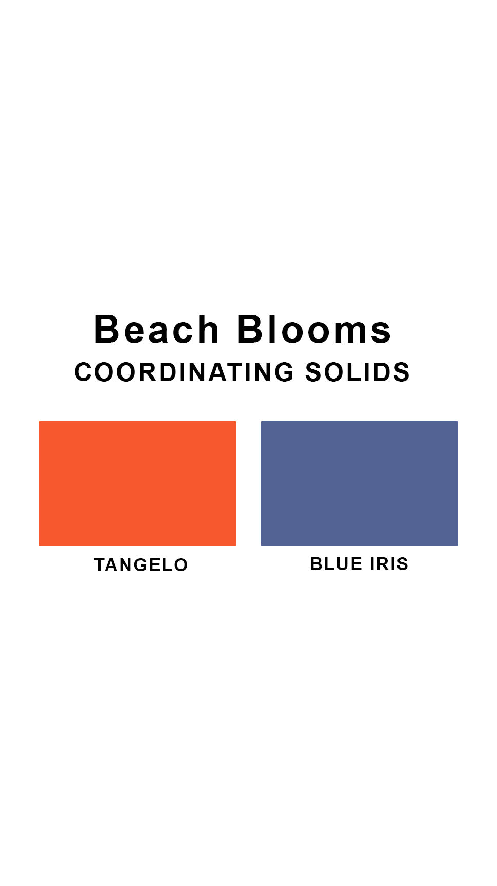 Coordinating solids chart for Beach Bloom swimsuit print: Tangelo and Blue Iris