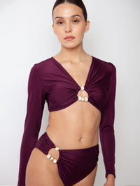 Villa Fresca Eggplant Bria Long Sleeve Top