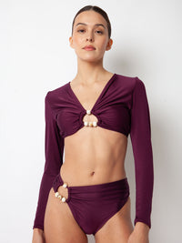 Villa Fresca Eggplant Bria Long Sleeve Top