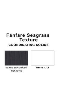 Coordinating solids chart for Fanfare Seagrass Texture swimsuit print: Slate Seagrass Texture and White Lily