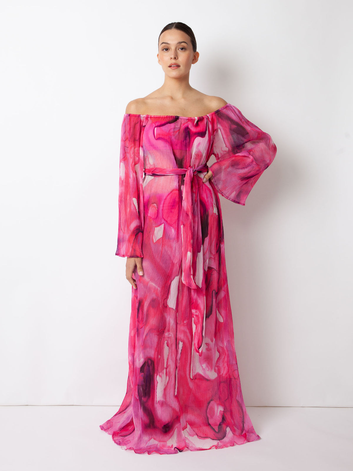 Villa Fresca Fuchsia Ink Malia Pleated Dress Cover-Up