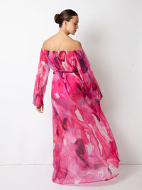 Villa Fresca Fuchsia Ink Malia Pleated Dress Cover-Up