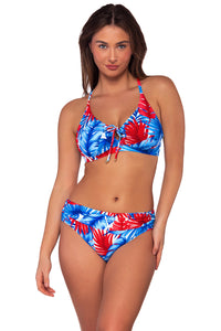 Front view of the Sunsets American Dream Kauai Keyhole bikini top with the American Dream Unforgettable Bottom swimsuit with matching Unforgettable Bottom bikini