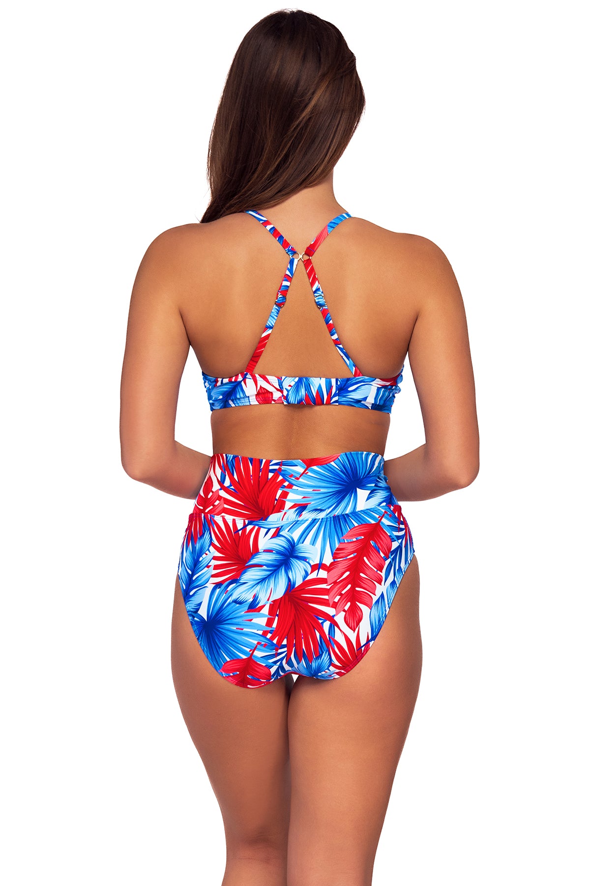 Charger l&amp;#39;image dans la galerie, Back view of the Sunsets American Dream Kauai Keyhole bikini top with the American Dream Hannah High Waist bikini bottom
