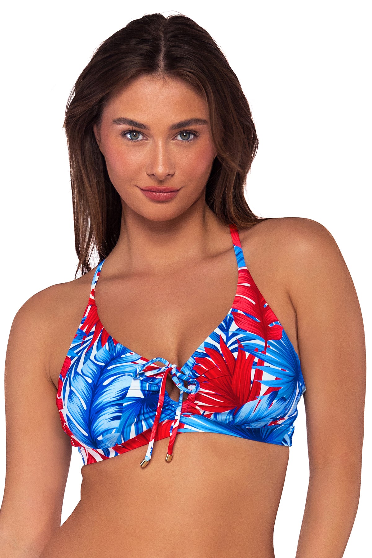 Charger l&amp;#39;image dans la galerie, Front view of the Sunsets American Dream Kauai Keyhole bikini top
