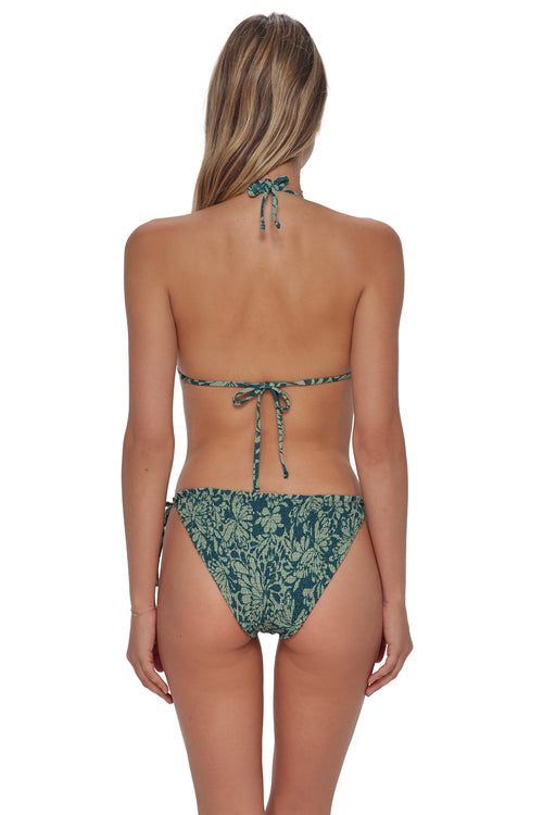 Back pose #1 of Jessica wearing Swim Systems Flutter Lurex Kali Tie Side Bottom