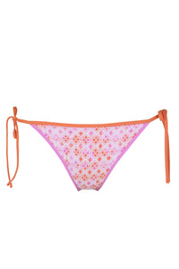 Front pose #1 of a floating garment shot featuring Swim Systems Coral Kiss Scrunch Kit Tie Side Bottom