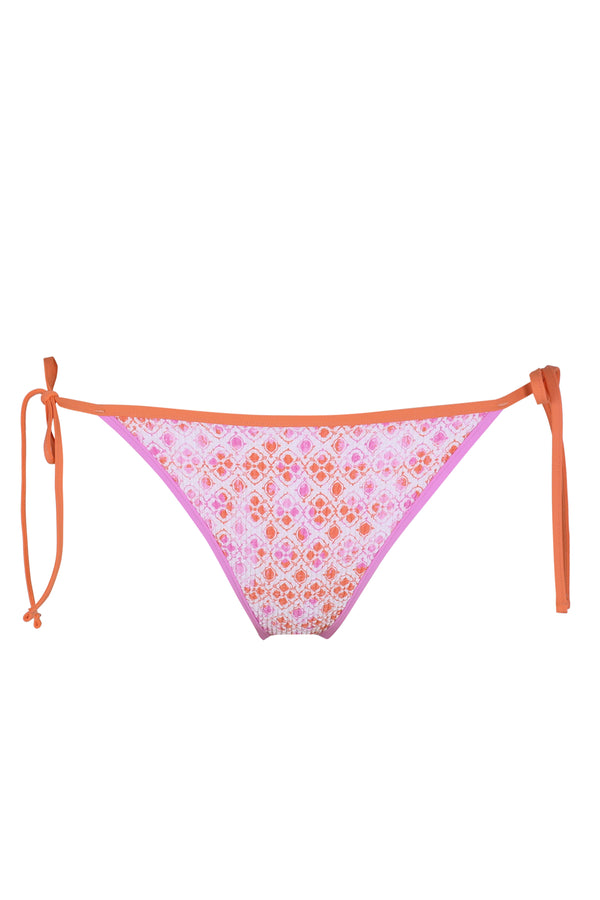 Front pose #1 of a floating garment shot featuring Swim Systems Coral Kiss Scrunch Kit Tie Side Bottom