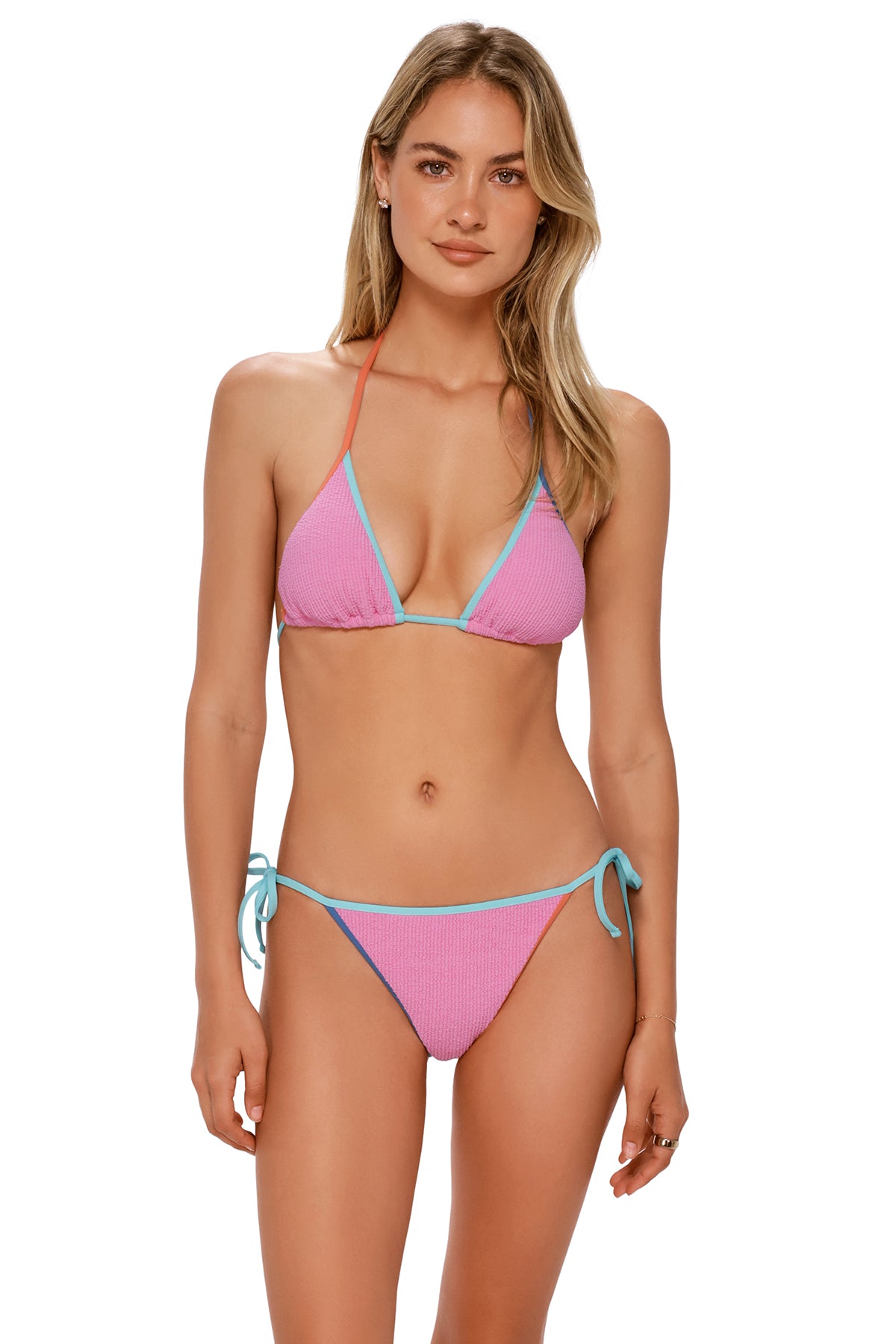 N*I様 EGDE UNIGHT SWIM BIKINI 3点セット Cotton Candy Scrunch Kit Tie Side: Bikini Bottom with Contrast