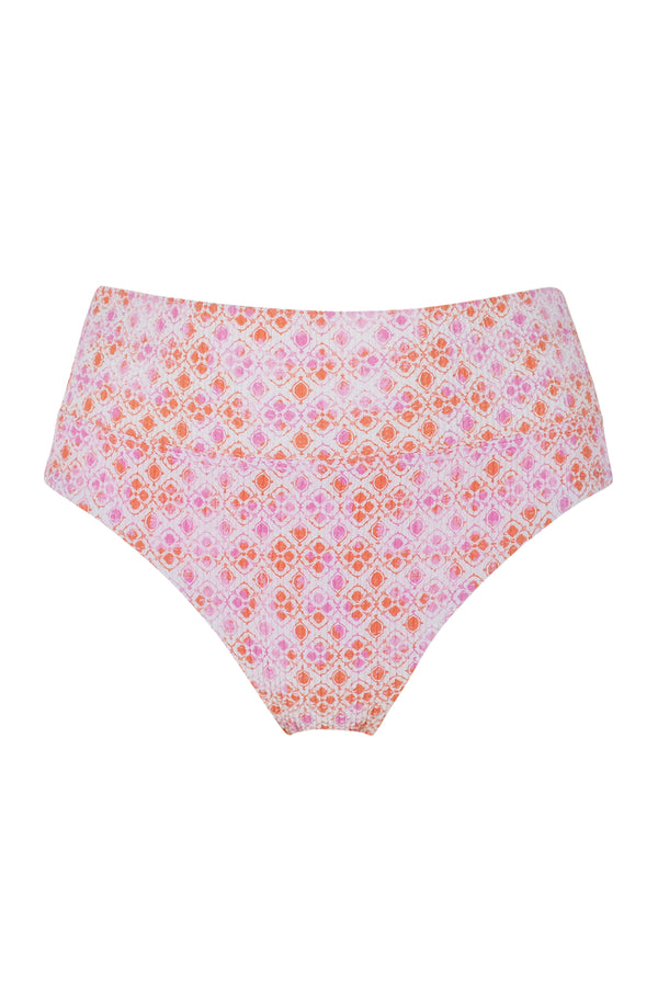 Front pose #1 of a floating garment shot featuring Swim Systems Coral Kiss Scrunch Laura Fold Over Bottom
