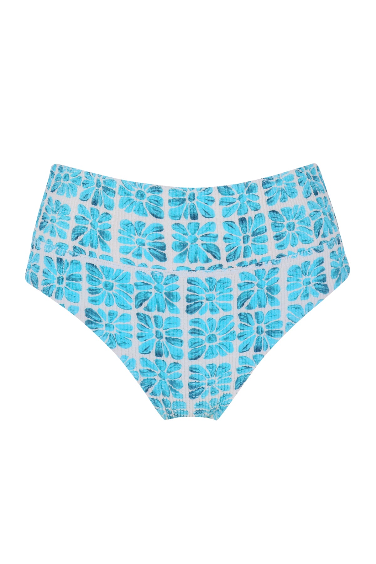 Front pose #1 of a floating garment shot featuring Swim Systems Surf Tile Scrunch Laura Fold Over Bottom