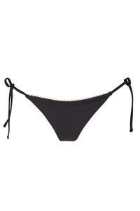 Swim Systems Black Pom Pom Tie Side Bottom XS / BLACK / B355