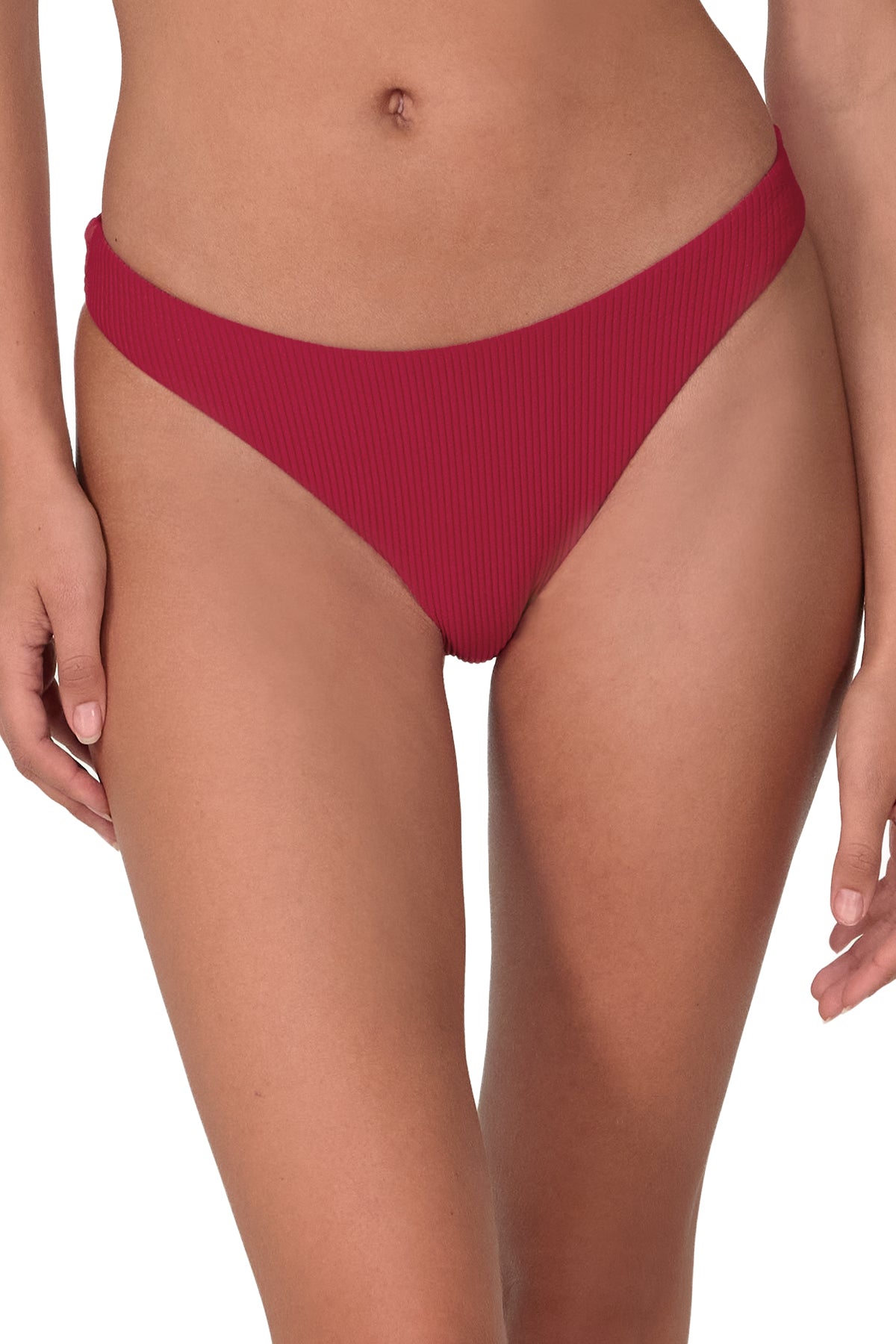 SUAREZ ビブショーツ　女性用　XSサイズ　レッド Cherry Pie Rib Maddie ✨ Mid-Rise Bikini Bottom | Swim Systems