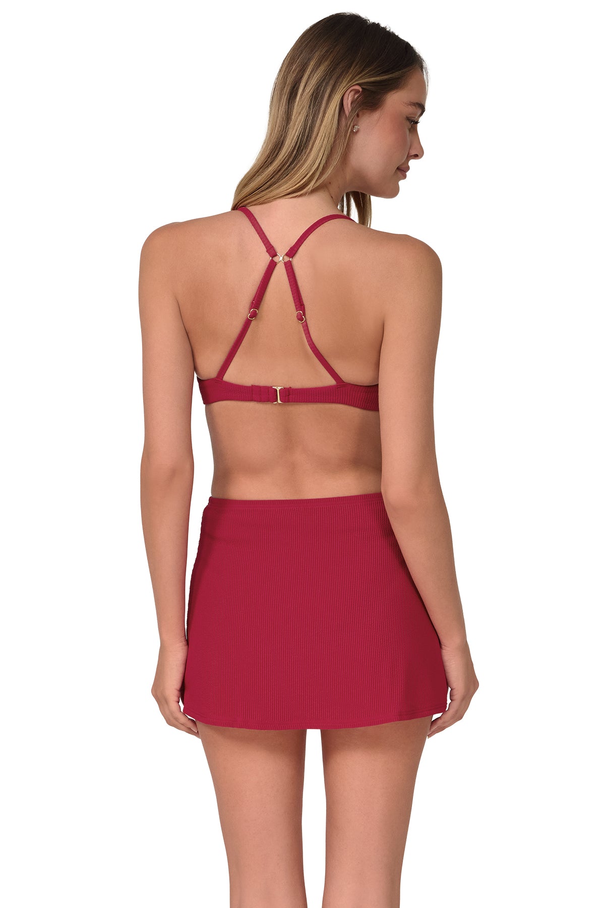 Swim Systems Cherry Pie Rib Bree Mini Skirt Cover-Up