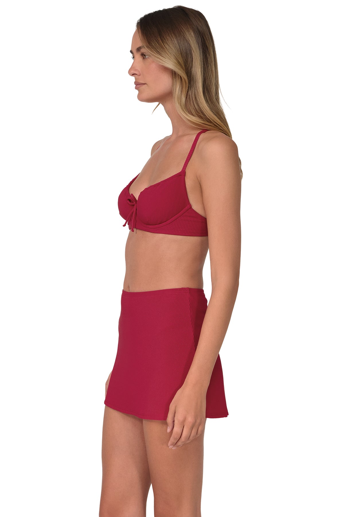 Swim Systems Cherry Pie Rib Bree Mini Skirt Cover-Up