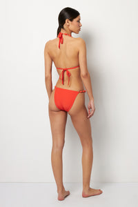 Back pose #1 of Alexa wearing Villa Fresca Spritz Sole Beaded Bikini Top paired with