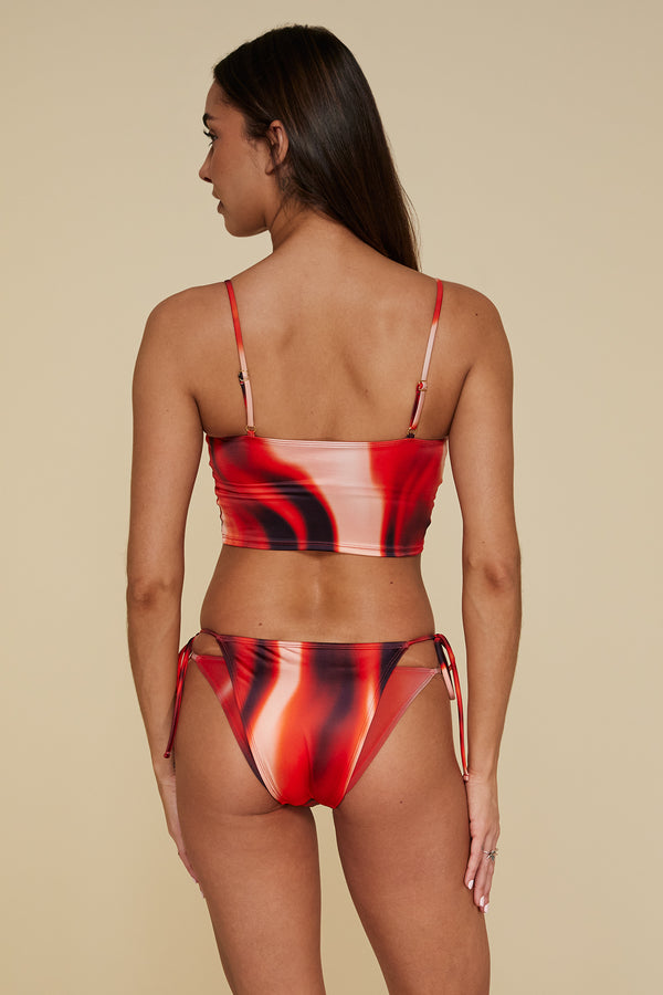 Back pose #2 of Jaida wearing B Swim Trade Winds Poseidon Bottom paired with matching Harbor Crop Top