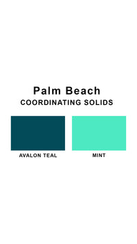 Coordinating solids chart for Palm Beach swimsuit print: Avalon Teal and Mint