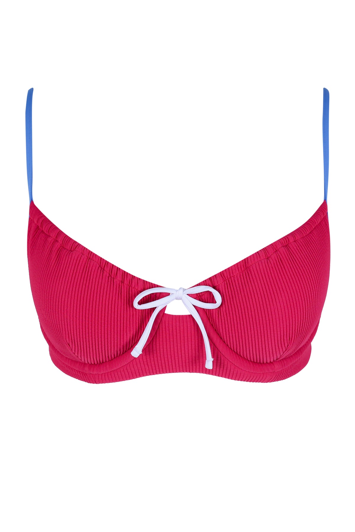 Front pose #1 of a floating garment shot featuring Swim Systems Newport Rib Maggie Underwire Top