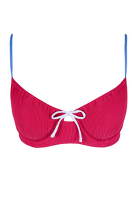 Front pose #1 of a floating garment shot featuring Swim Systems Newport Rib Maggie Underwire Top