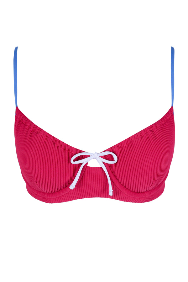 Front pose #1 of a floating garment shot featuring Swim Systems Newport Rib Maggie Underwire Top