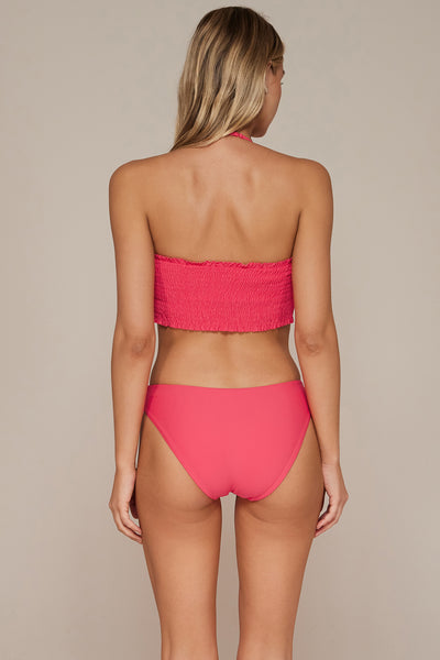 Back pose #1 of Jessica wearing Swim Systems Watermelon Chloe Bottom paired with matching Bikini Top