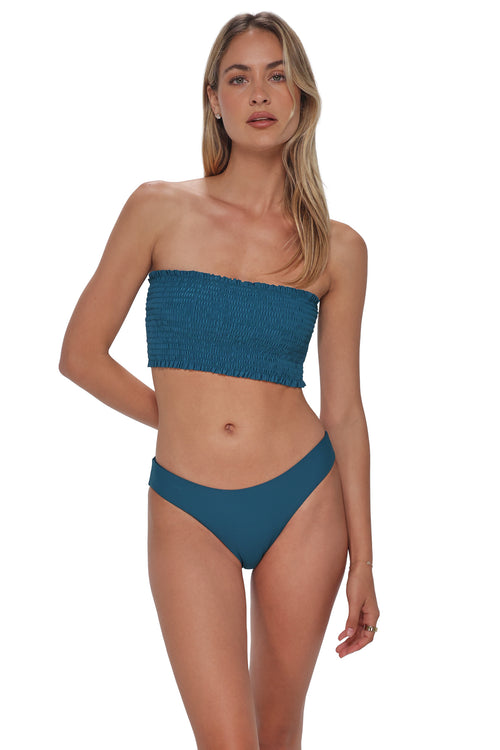 Active pose #1 of Jessica wearing Swim Systems Sea Siren Kali Tube Top