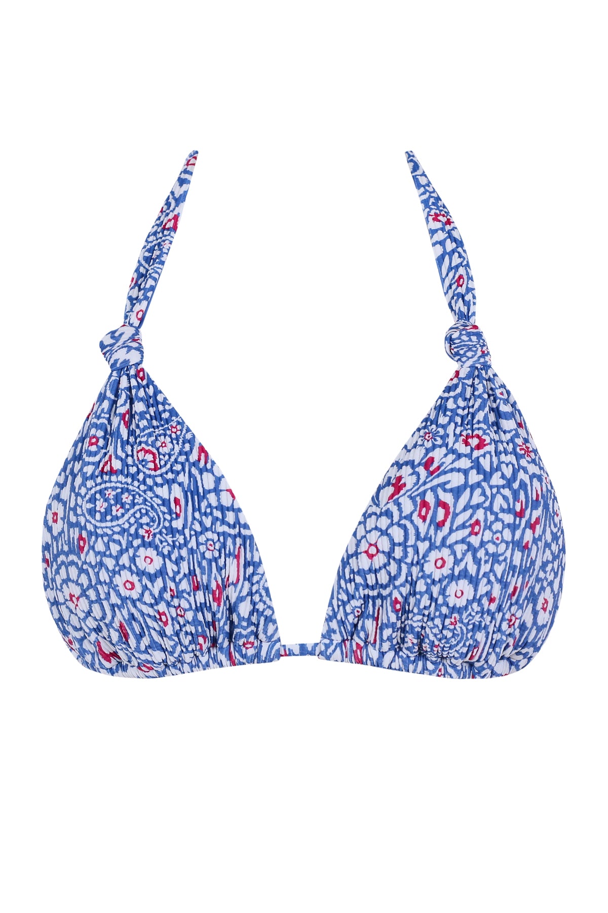 Front pose #1 of a floating garment shot featuring Swim Systems Americana Rib Mila Triangle Top
