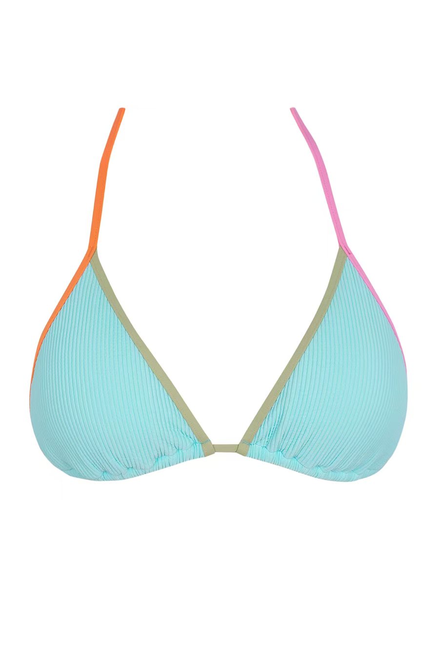Aqua Haze Rib Trisha Triangle - Classic Bikini Top with Contrast