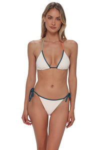 Front pose #1 of Jessica wearing Swim Systems Buttercream Scrunch Trisha Triangle Top