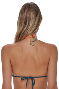 Back pose #1 of Jessica wearing Swim Systems Buttercream Scrunch Trisha Triangle Top