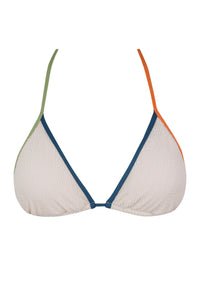 Front pose #1 of a floating garment shot featuring Swim Systems Buttercream Scrunch Trisha Triangle Top