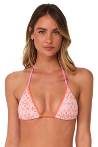 Front pose #1 of Jessica wearing Swim Systems Coral Kiss Scrunch Trisha Triangle Top