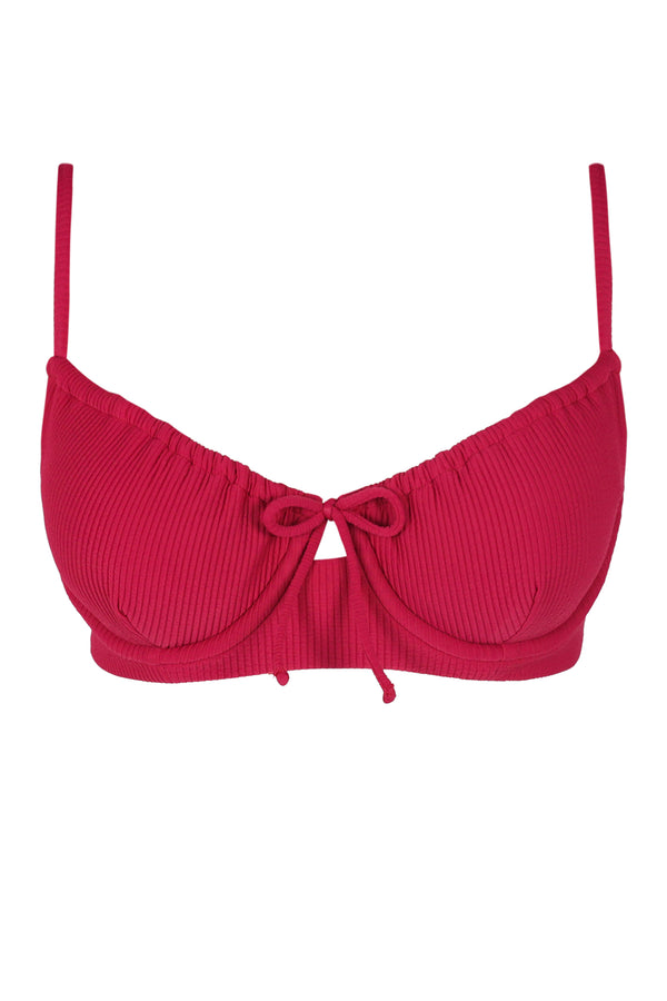 Front pose #1 of a floating garment shot featuring Swim Systems Cherry Pie Rib Avila Underwire Top