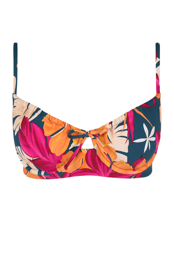 Front pose #1 of a floating garment shot featuring Swim Systems Moonlit Dip Avila Underwire Top