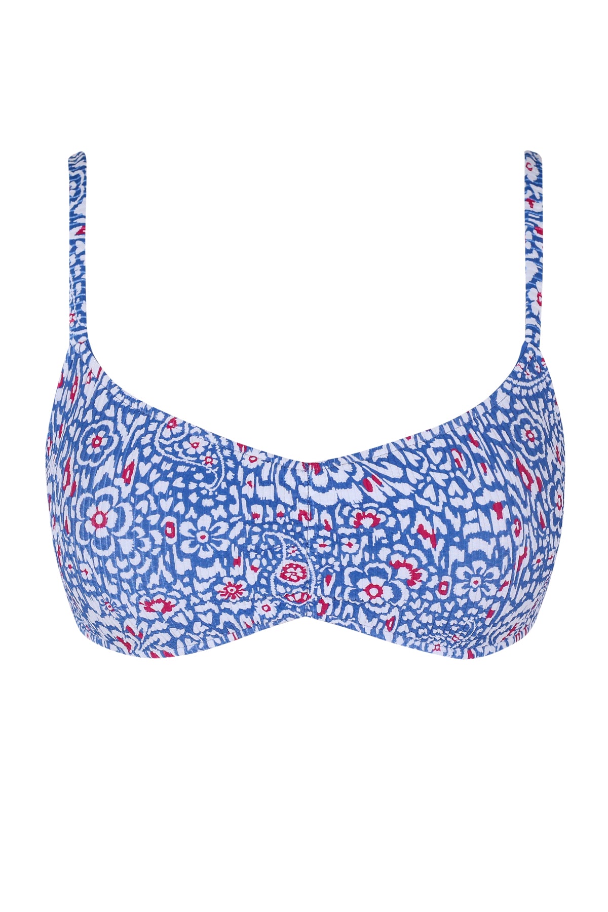 Front pose #1 of a floating garment shot featuring Swim Systems Americana Rib Sylvia Bralette Top