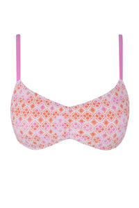Front pose #1 of a floating garment shot featuring Swim Systems Coral Kiss Scrunch Sylvia Bralette Top