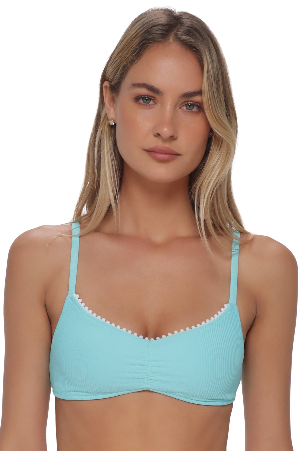 Swim Systems Aqua Haze Rib Pom Pom Sylvia Bralette Top