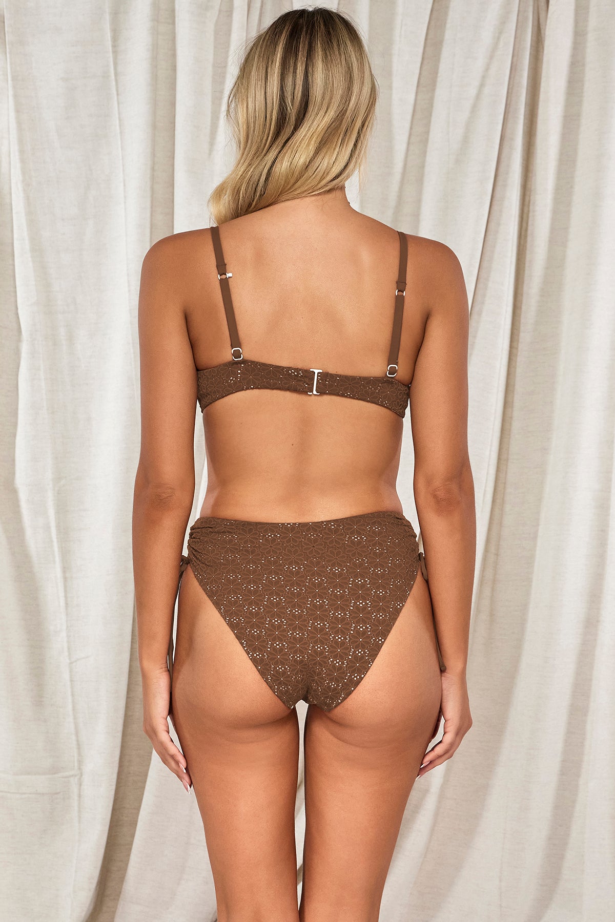 Swim Systems Cocoa Daisy Eyelet Malia High Waist Bottom XS / COCOA / B342