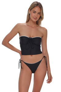 Swim Systems Black Pom Pom Dolly Crop Top