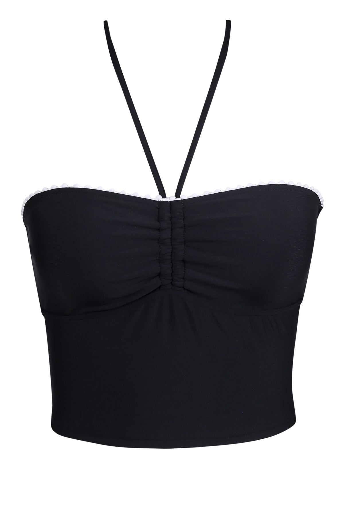 Swim Systems Black Pom Pom Dolly Crop Top