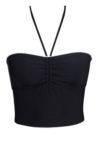 Swim Systems Black Pom Pom Dolly Crop Top