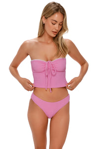 Swim Systems Cotton Candy Scrunch Pom Pom Dolly Crop Top