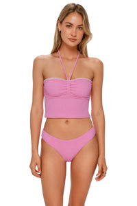 Swim Systems Cotton Candy Scrunch Pom Pom Dolly Crop Top